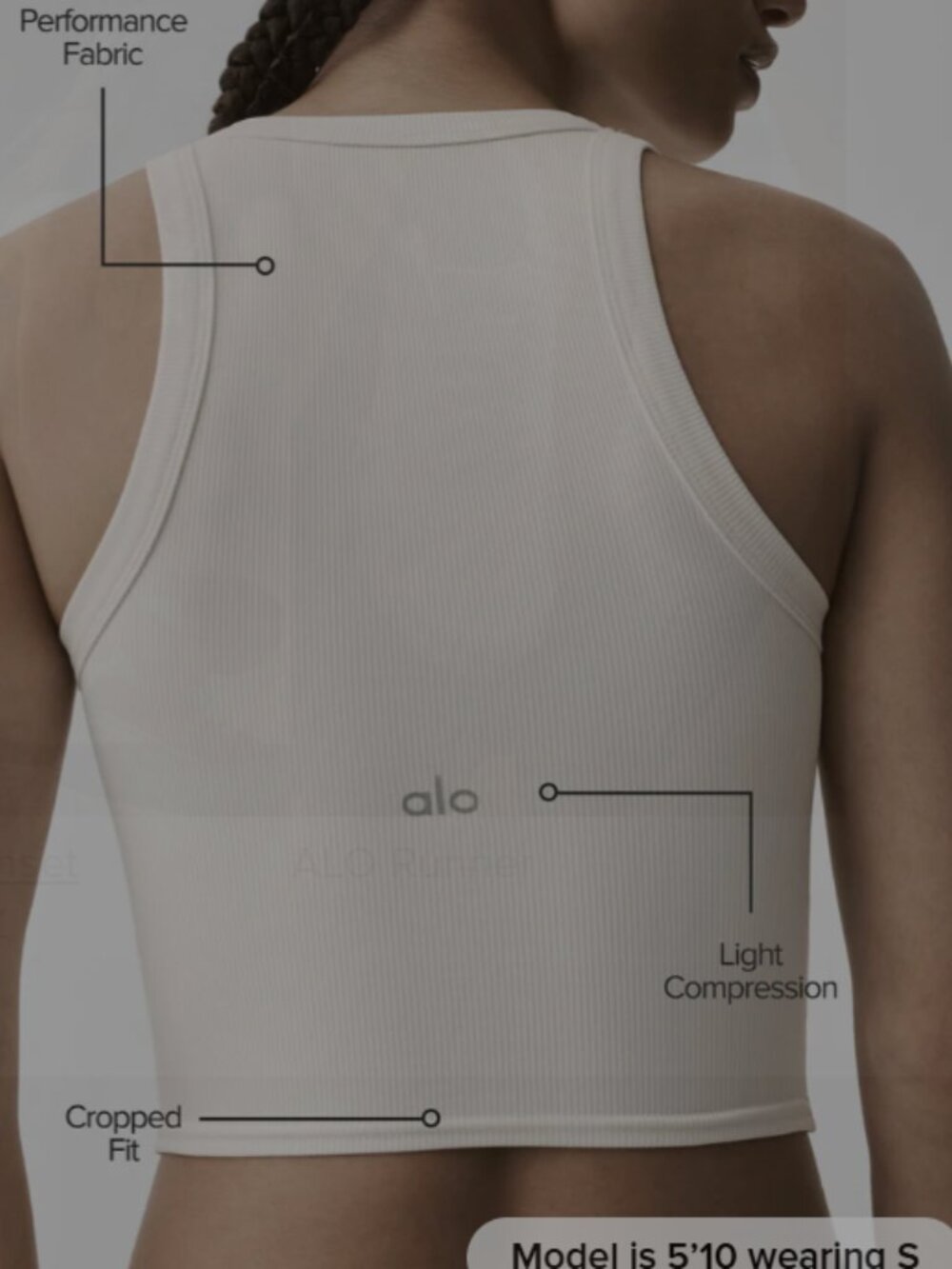 ALO Goddess Ribbed Go-To Tank Ivory M - Picture 2 of 2